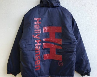 Giacca imbottita reversibile Helly Hansen in piuma d'oca, calda per l'inverno, taglia media.