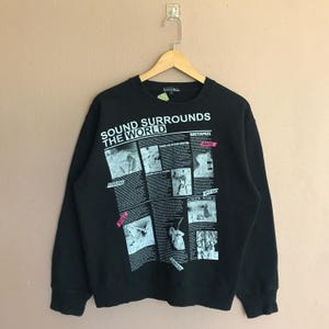 Sorridere Vintage trui zwart Japans merk retrostijl zorgvuldig vakmanschap synoniem met Japans modeerfgoed Maat Large