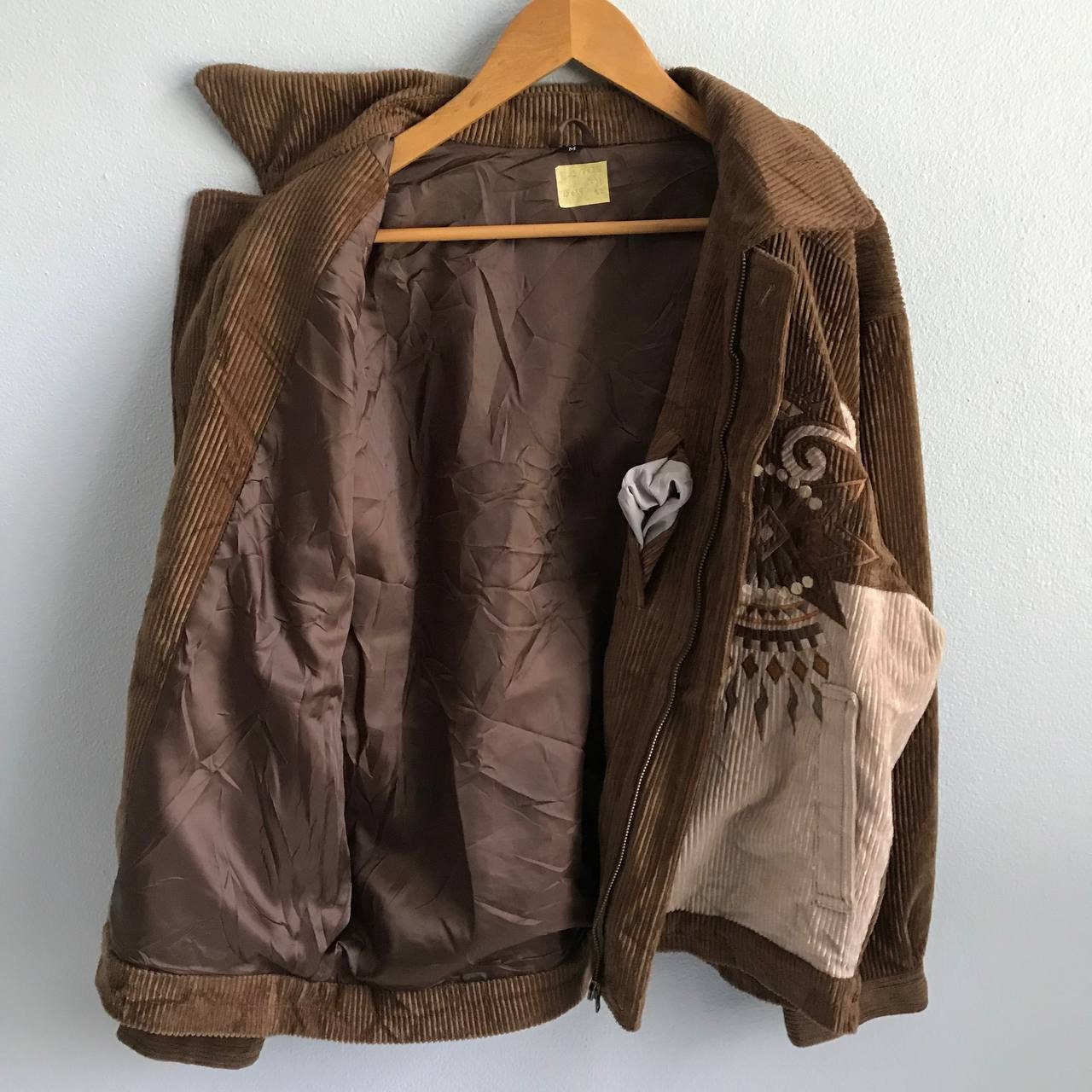 Vintage Corduroy 90s Bomber Faux Fur Trim Jacket Button