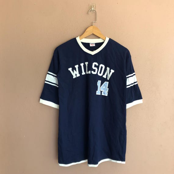 Vintage Wilson Navy Blue #14 Sports Jersey, Classic Retro Athletic