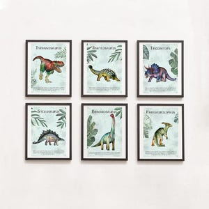Dinosaur Watercolor Illustrated Poster
