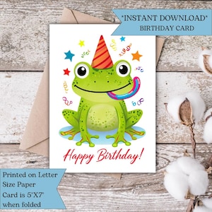 Cartão de aniversário engraçado com sapo | Cartão de felicitações fofo com sapo verde para festa | Cartão de aniversário de amigos | Cartão de felicitações exclusivo e divertido