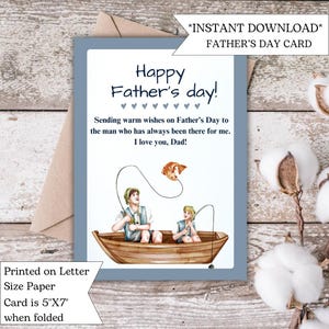 Angeln Vatertagskarte | Süße Vatertagskarte zum Ausdrucken | Perfekt für Papa, Opa, Ehemann oder Vater Figur | Papas besonderer Tag