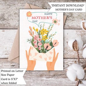 Floral Mother’s Day Card|Mother&#39;s Day Card|Floral Card|Mother&#39;s Day Greeting Card|Printable|Digital|Download|Instant|Printable