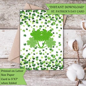 Carte de la Saint-Patrick | carte imprimable trèfle irlandais | Joyeuse Saint-Patrick | Téléchargement numérique | Célébration du 17 mars