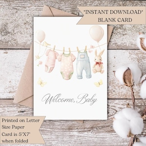 Welcome Baby Card | Neutral Baby Shower Greeting Card  | Printable New Baby Card | Instant | Download | Gender Neutral