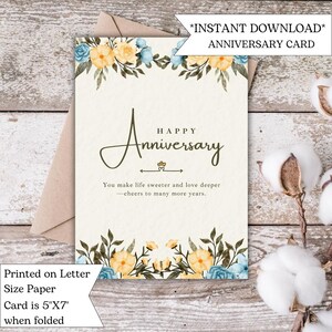Elegante tarjeta floral de aniversario / Tarjeta romántica para cónyuge o pareja / Tarjeta de amor para él, ella y parejas / Celebrando años juntos