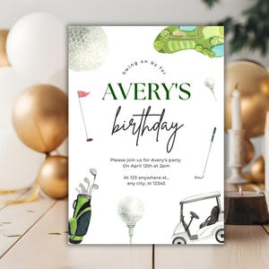 Editable Golf Birthday Invitation - Golf Par-Tee Invite - Hole-in-One Golf Party Invitations - Digital Template Instant Download