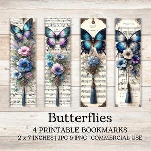 Vintage Butterfly Bookmarks Printable for Kids and Adults | Unique Bookish Gift for Readers & Book Lovers | Printable Butterfly Bookmark Set