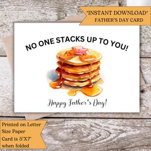 Pancakes Fathers Day Card | Printable Funny Father&#39;s Day Card | Happy Father&#39;s Day Card | Pancakes | No One Stacks Up To You
