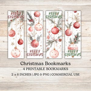 Festive Christmas Ornament Bookmarks|Printable Bookmarks|Digital Download|Kids Crafts|JPG Bookmark Sheets|PNG Bookmark Sheets|Bookish Gift
