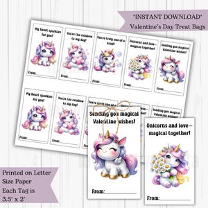 Unicorn Valentine&#39;s Day Gift Tags|Classroom Valentine&#39;s Day Cards for Kids|Valentine&#39;s Day Gift Tags|Instant Download|February 14th