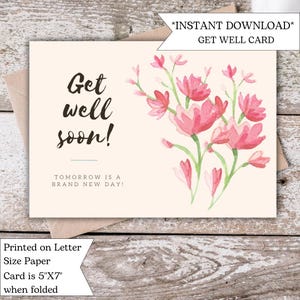 Aquarell gute Besserung Karte | Unterstützen Sie Karte für die Lieben | Trost und Heilung Digitaler Download | Durchdachtes Ermutigungsgeschenk