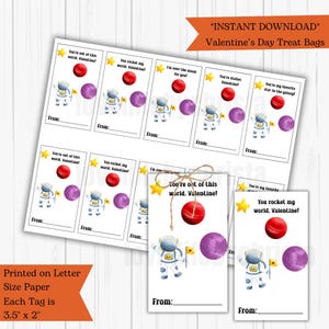 Astronauts Valentine&#39;s Day Tags|Classroom Valentine&#39;s Day Cards for Kids|Valentine&#39;s Day Gift Tags|Instant Download|February 14th