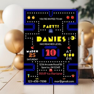 Editable Arcade Invitation | Arcade Birthday Party Invitation | Video Game Invitation | Gamer Birthday Invite, Digital File | Instant