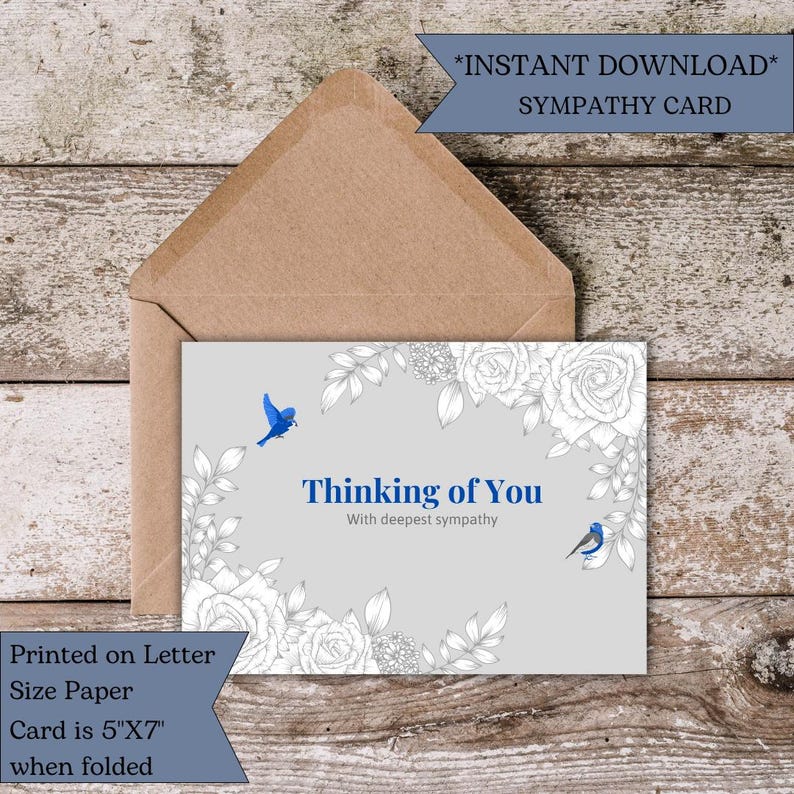 Thinking of You Sympathy Card Printable | Comfort and Peace Condolence ...