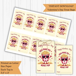 You Make My Heart Pop Valentine&#39;s Day Gift Tags|Classroom Valentine&#39;s Day Cards for Kids|Valentine&#39;s Day Gift Tags|Instant Download