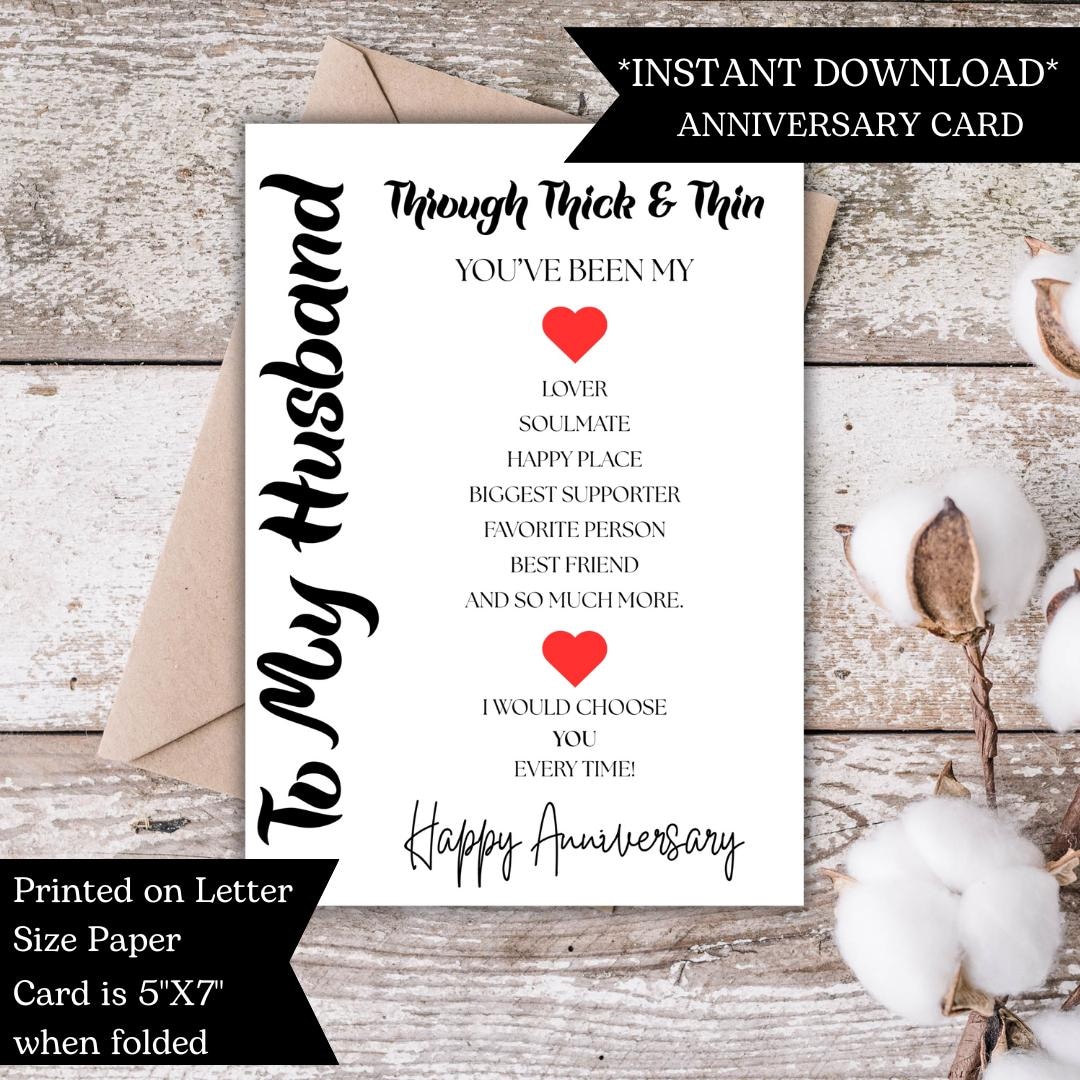 Anniversary Card for Husband Printable|husband First Anniversary ...