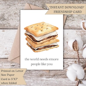 Funny Love S&#39;mores Friendship-Thank You-Appreciation-Birthday-Best Friend Food Pun Card For Coworker, Boss, Miss You, Thinking of You