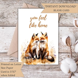 Cute Fox Valentines Day Card for Her - Adorable Anniversary Card For Nature Lover - Woodland Art Love Card For Husband - Blank Greeting Card