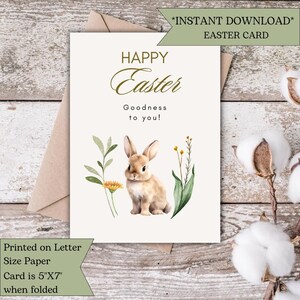 Minimalist Easter Card | Digital Easter Bunny Card | Printable Easter Greeting | Spring Holiday Card | Happy Easter Instant Download