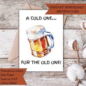 Carte d'anniversaire drôle imprimable pour papa | carte d'anniversaire frère | Carte de félicitations pour lui | Carte de bière pour homme | Téléchargement numérique instantané