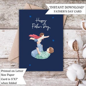 Cartão Super Pai | Cartão fofo em aquarela para o pai | Perfeito para pai, avô, marido ou figura paterna | Dia especial do pai | Download digital