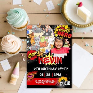 POW! Editable Comic Book Superhero Party Invitation-Customize Your Heroic Celebration|Super Hero Birthday|Printable Birthday Invitation