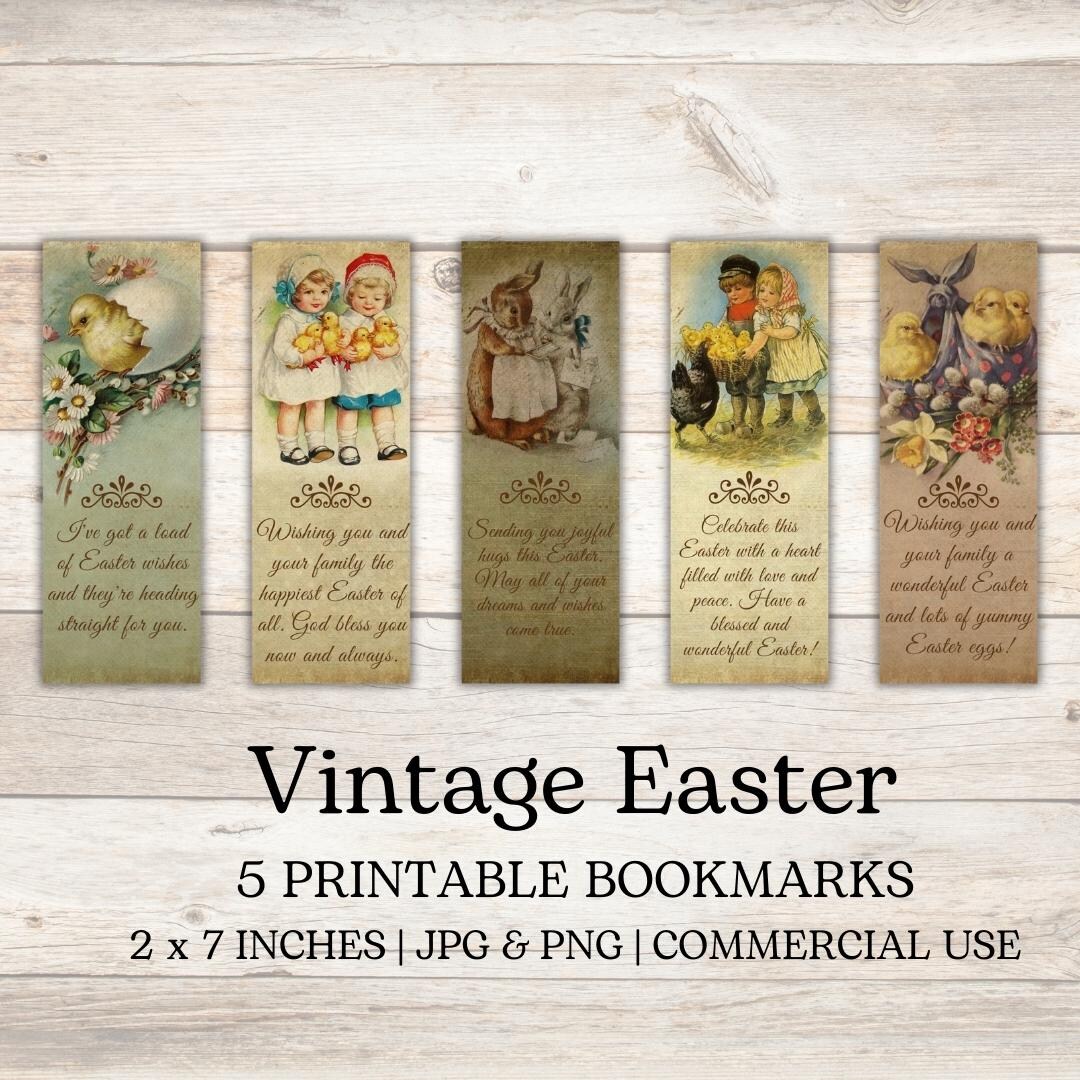 Vintage Easter Bookmarks Set | Printable Easter Bookmarks With Chicks ...