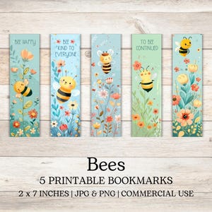 Cute Bee Bookmarks Set | Bee Kind Bee Happy Scene | Unique Bookish Gift for Readers & Book Lovers | Unique Bookish Accessories
