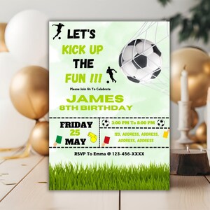 Editable Soccer Birthday Invitation | Boys or Girls Soccer Party Invite Template | Soccer Theme | Printable Birthday Invitation