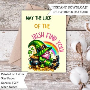 Chance des Irlandais|Joyeux Saint-Patrick|Saint-Patrick|17 mars|Cartes irlandaises| Carte de la Saint-Patrick|Irlande|Imprimable|Numérique