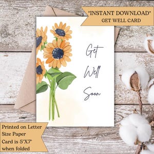 Carte de rétablissement de tournesol aquarelle | Carte de soutien pour les proches | Téléchargement numérique de confort et de guérison | Cadeau d'encouragement attentionné