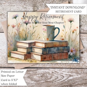 Printable Retirement Card Instant Download | Happy Retirement Card for Coworkers Boss Family | Farewell Goodbye Card | New Adventure Card