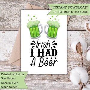 irlandais j'ai bu une carte de vœux | imprimable pour la Saint-Patrick | Téléchargement numérique | 17 mars | Carte irlandaise drôle