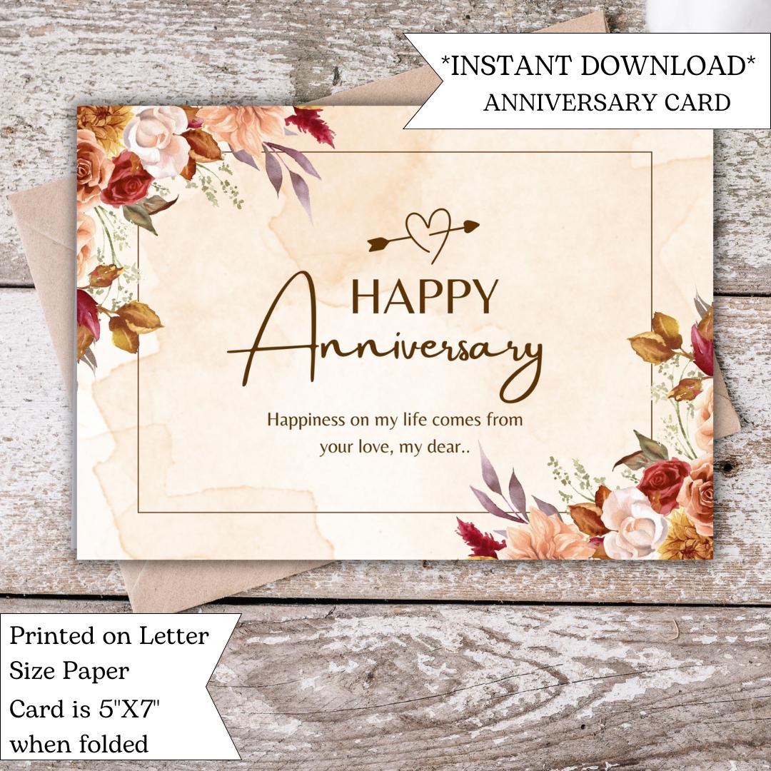 Happy Anniversary Card Printable | Romantic Card for Spouse or Partner ...