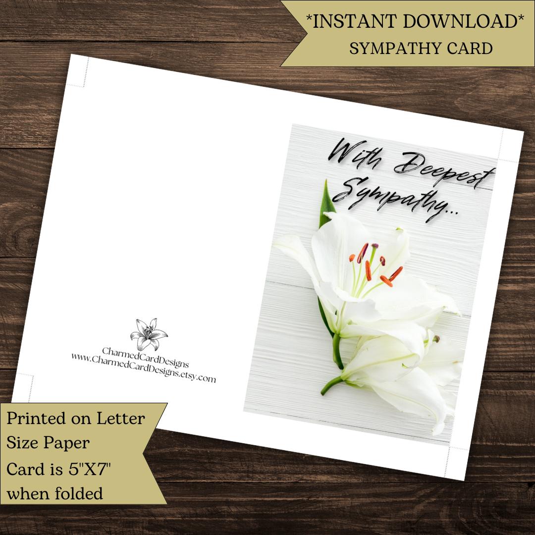 Printable Sympathy Card for Loss | Sorry for Your Loss | Lily Flowers ...