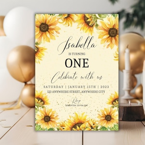 Editable Sunflower Birthday Invitation | Birthday Party Invite Template | Sunflower Themed Printable Template | Digital Download