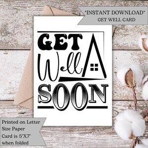 Black and White Get Well Soon Card | Printable Encouragement Card for Recovery | Comfort & Healing Download | Thoughtful Encouragement Gift