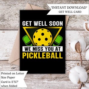 Get Well Soon Card for Pickleball Player | Miss You at Pickleball Printable | Sports Injury Recovery Greeting Card | Comfort & Healing Card
