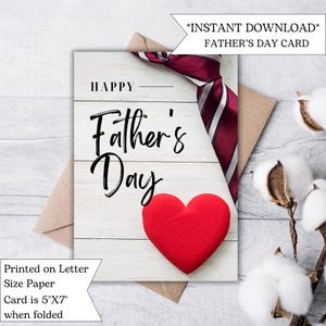 Karte zum Vatertag | Eleganter Schriftzug mit Roter Krawatte & Herz | Perfekt für Papa, Opa, Ehemann oder Vater
