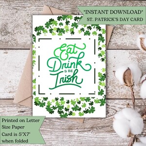 Célébrez l'esprit irlandais|Carte de Saint-Patrick|Saint-Patrick|17 mars|Cartes irlandaises|Imprimable|Numérique|Télécharger|Irlande|Carte de voeux|Irlandais