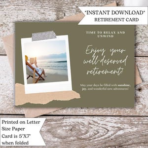 Carta di pensionamento in spiaggia / Goditi la tua meritata pensione / Tema di lettura rilassante al tramonto / Download digitale / Istantaneo / Colleghi / Capo