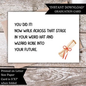 Funny Graduation Card | You Did It Wizard Hat Robe Card | Humorous Grad Card for Him or Her | Digital Download Graduation Card