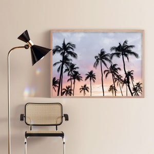 SUNSET PALM PRINT: Hawaii Framed Print, Tropical Wall Art, Modern Beach Decor, Hawaiian Photography, Summer Palm Print, Beach Palm