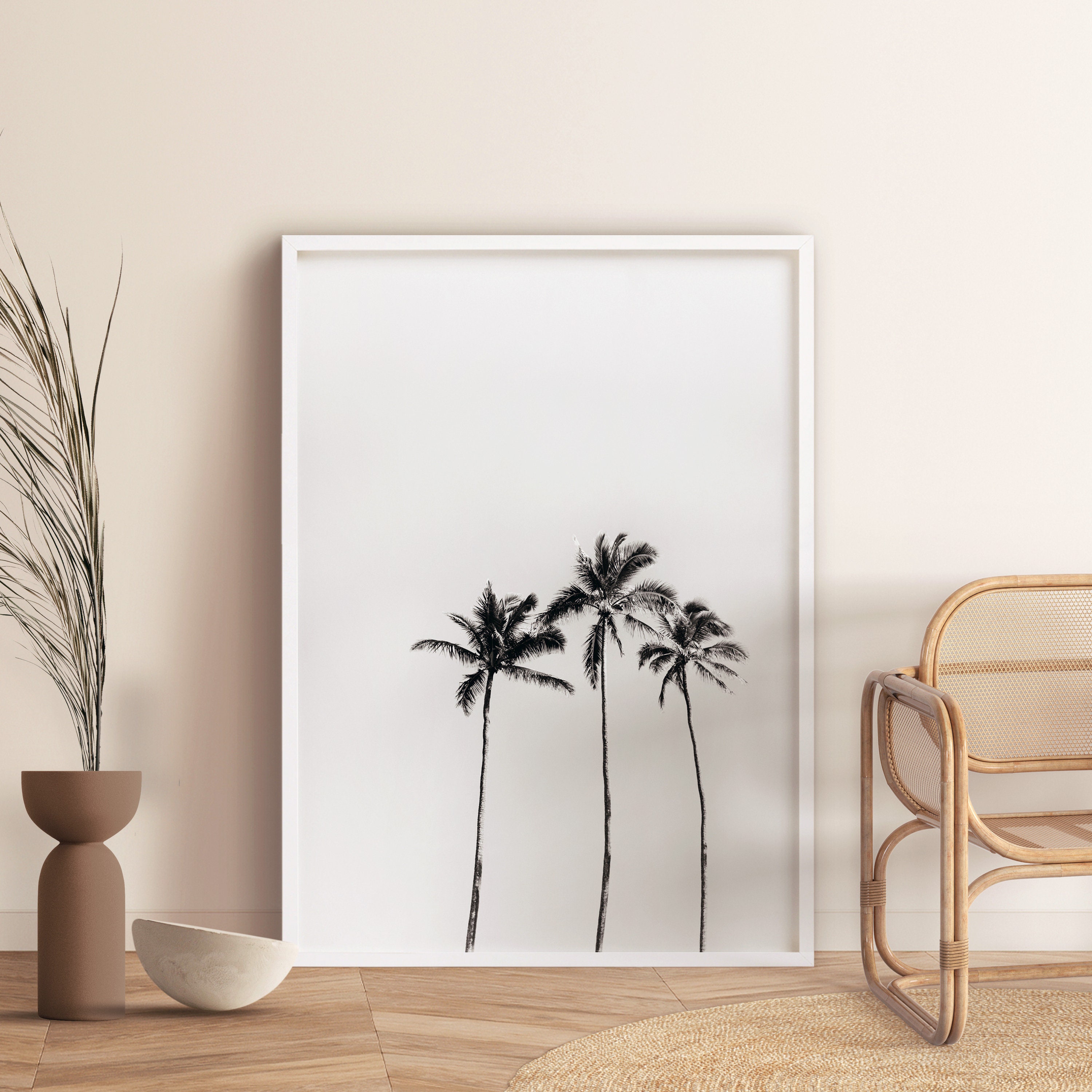 Hawaii PALM TREE Print: Black and White Palms, Large Wall Art, Tropical ...