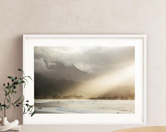 HAWAII Wall Art: Hanalei Bay, Kauai Framed Print, Large Wall Art, Landscape Photography, Nature Print, Ready To Hang, Beach Decor