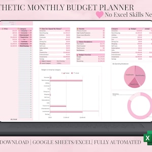 Hoja de cálculo para planificar el presupuesto mensual / Registro de finanzas (Google Sheets/Excel) / Descarga instantánea