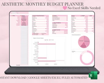 Hoja de cálculo para planificar el presupuesto mensual / Registro de finanzas (Google Sheets/Excel) / Descarga instantánea