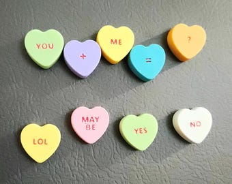 Candy Conversation Heart Magnets in Colorful Pastels, 20-piece Set: Fun Valentine's Day Decor